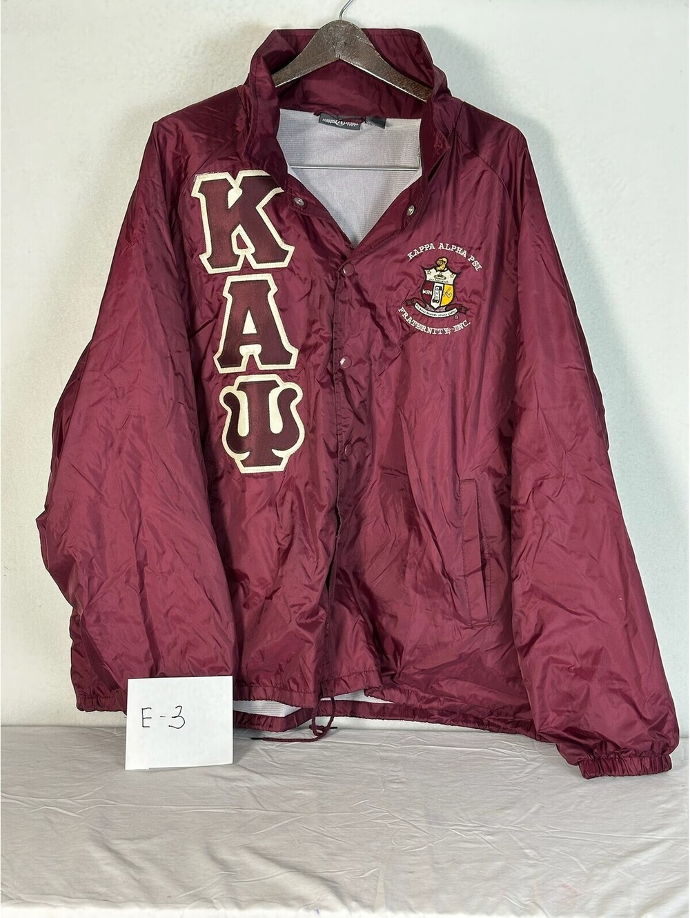 Vintage Auburn Sport Kappa Alpha Psi Fraternity Coach Jacket Maroon 3XL